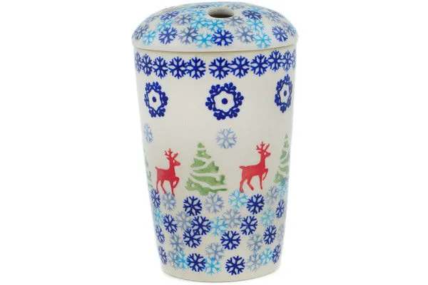 Polish Pottery 5" Toothbrush Holder Ring Around The Reindeer