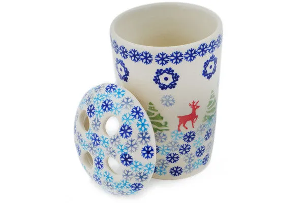 Polish Pottery 5" Toothbrush Holder Ring Around The Reindeer