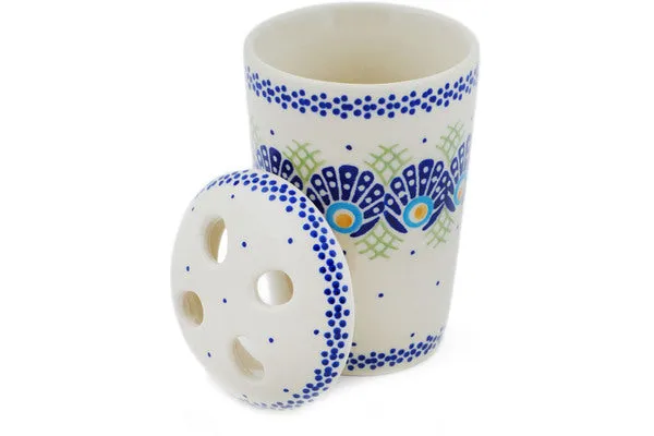 Polish Pottery 5" Toothbrush Holder Tail Feathers