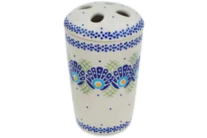 Polish Pottery 5" Toothbrush Holder Tail Feathers