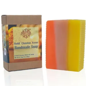 Pratha Haldi-Chandan-Kesar | Cold Process Handmade Soap