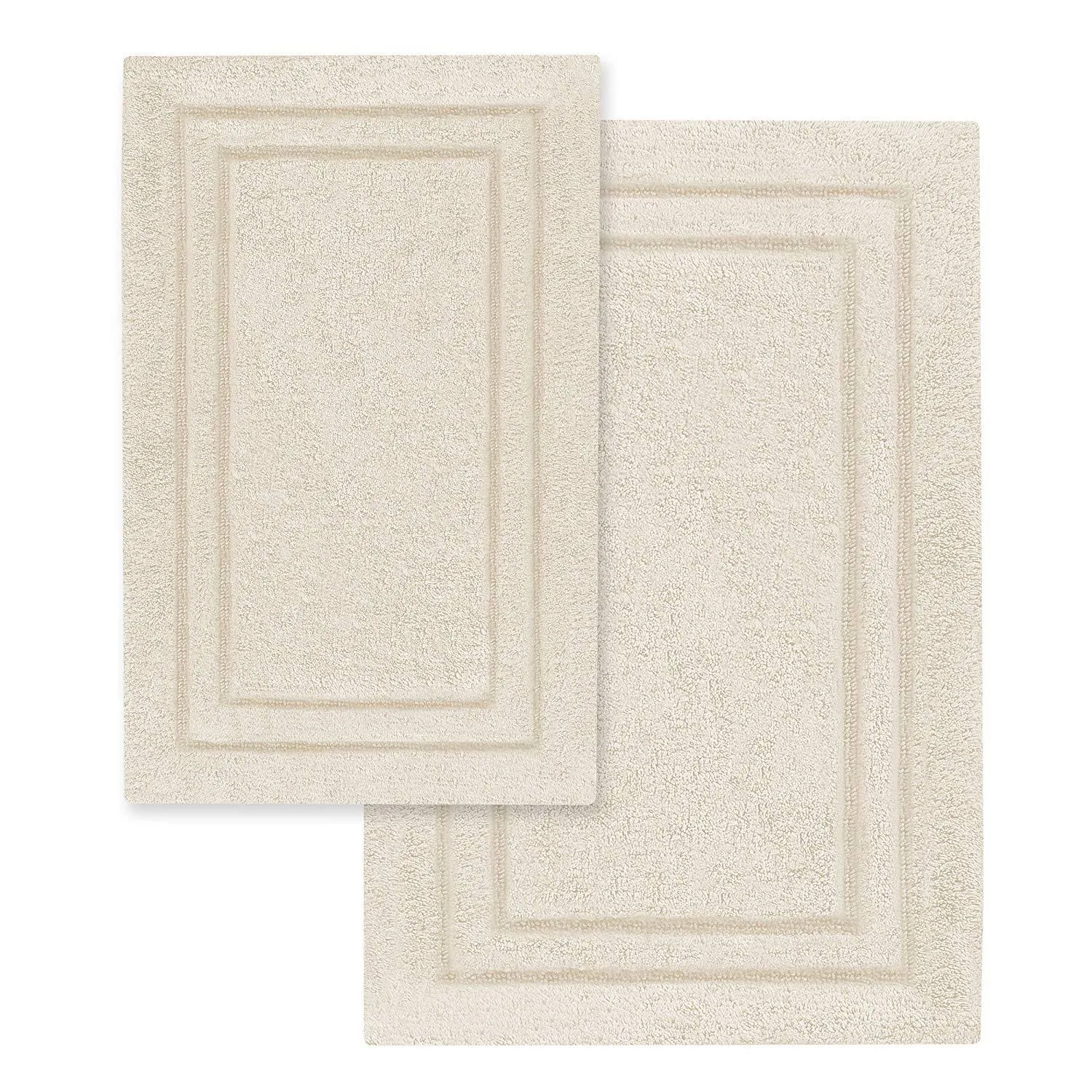 Premium 100% Combed Cotton with Non-Slip Backing, Soft, Plush, Fast Drying and Absorbent - 2 Piece Bath Rug