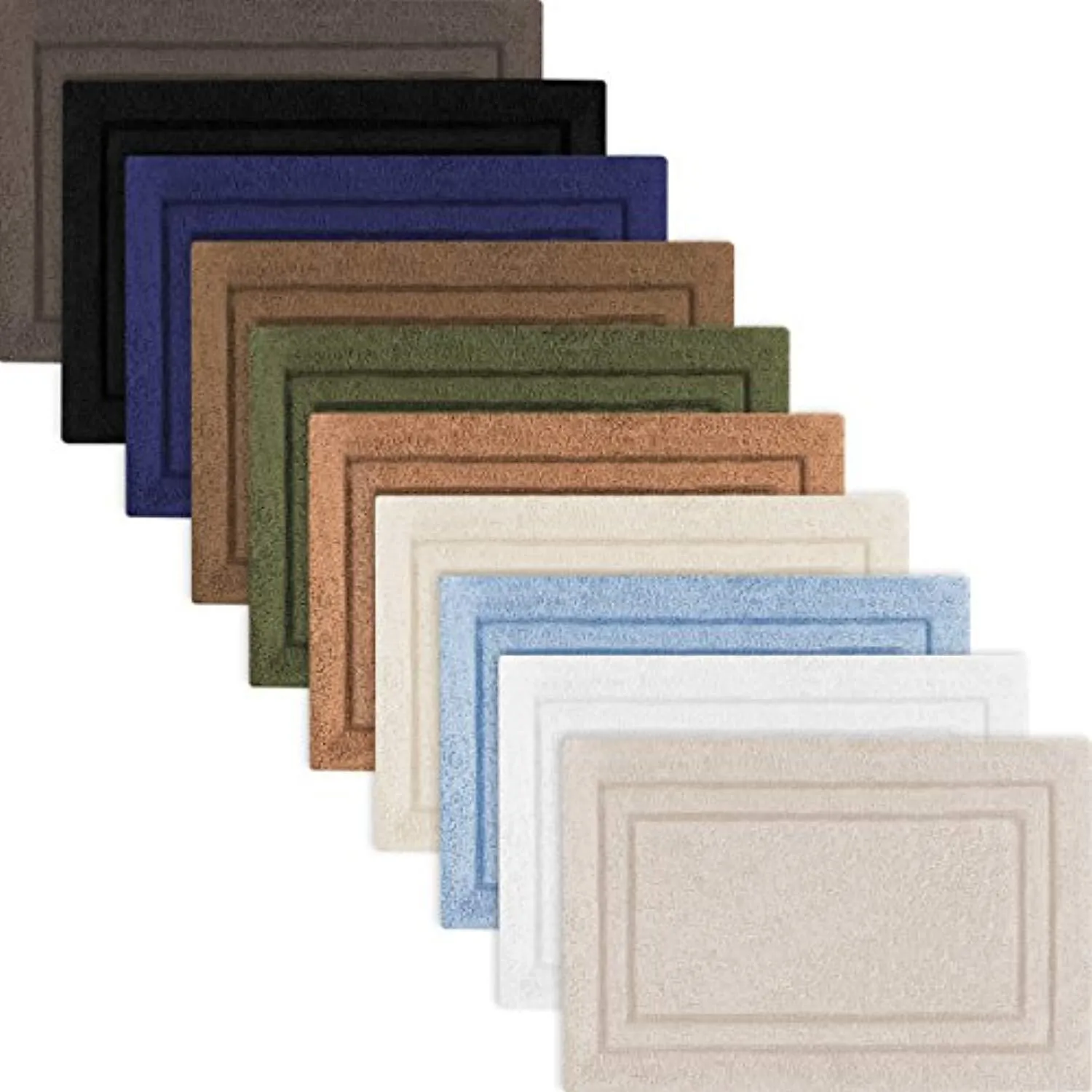 Premium 100% Combed Cotton with Non-Slip Backing, Soft, Plush, Fast Drying and Absorbent - 2 Piece Bath Rug