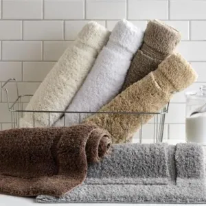 Premium 100% Combed Cotton with Non-Slip Backing, Soft, Plush, Fast Drying and Absorbent - 2 Piece Bath Rug