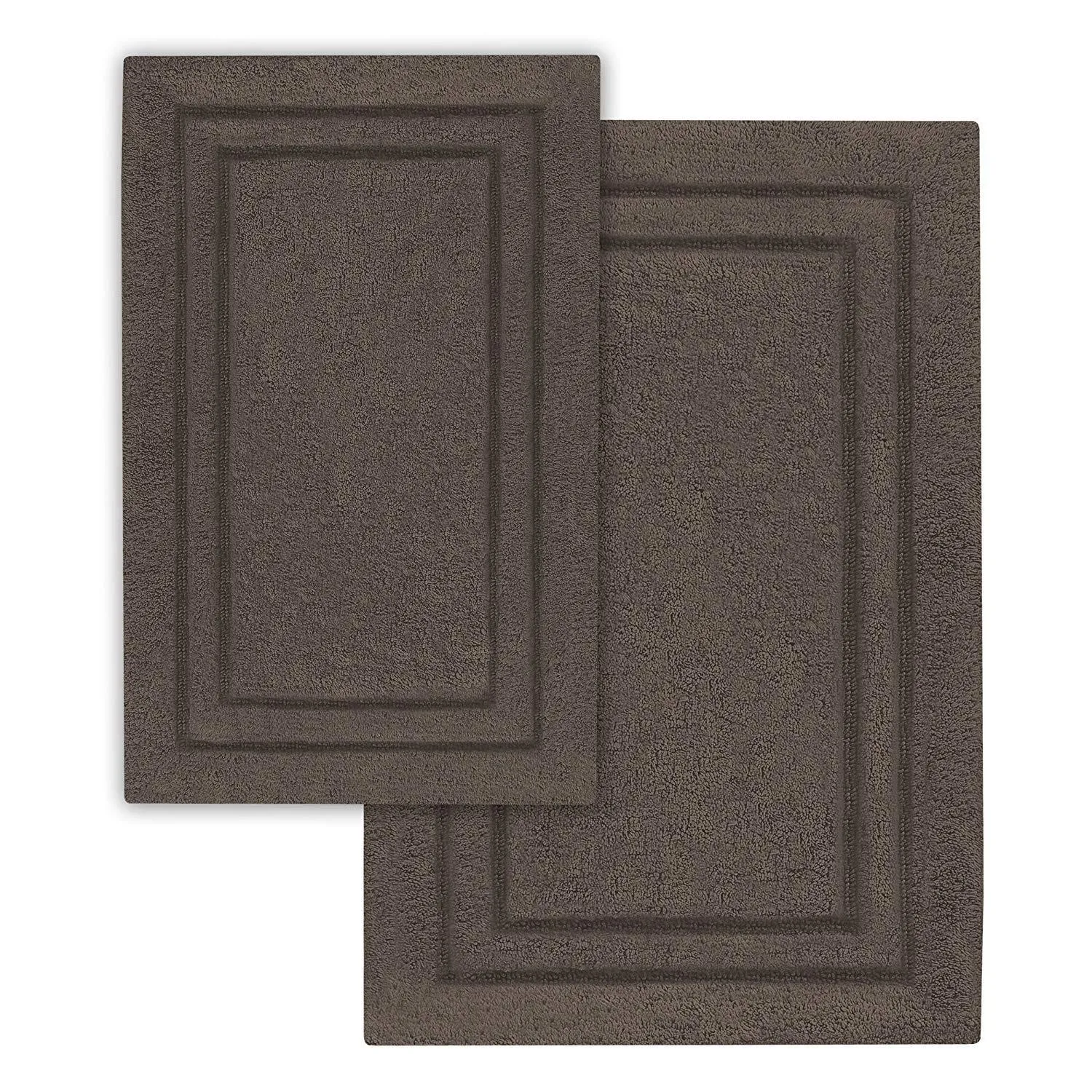 Premium 100% Combed Cotton with Non-Slip Backing, Soft, Plush, Fast Drying and Absorbent - 2 Piece Bath Rug