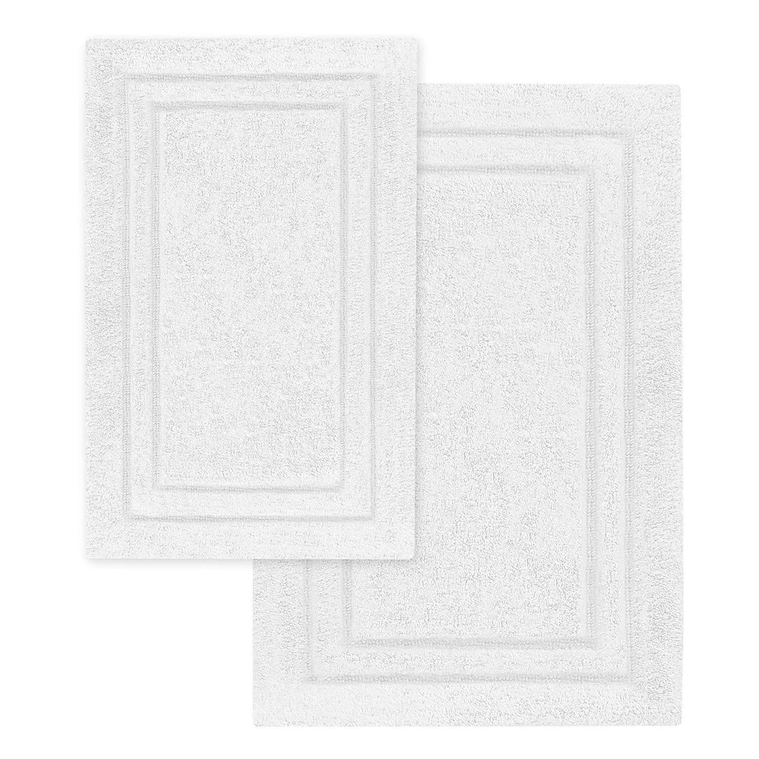 Premium 100% Combed Cotton with Non-Slip Backing, Soft, Plush, Fast Drying and Absorbent - 2 Piece Bath Rug