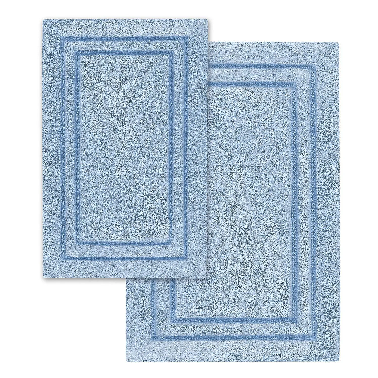 Premium 100% Combed Cotton with Non-Slip Backing, Soft, Plush, Fast Drying and Absorbent - 2 Piece Bath Rug