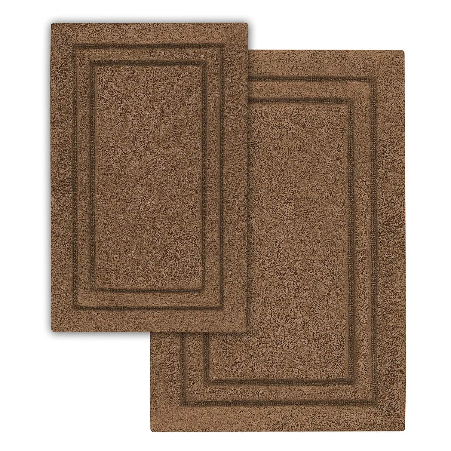 Premium 100% Combed Cotton with Non-Slip Backing, Soft, Plush, Fast Drying and Absorbent - 2 Piece Bath Rug