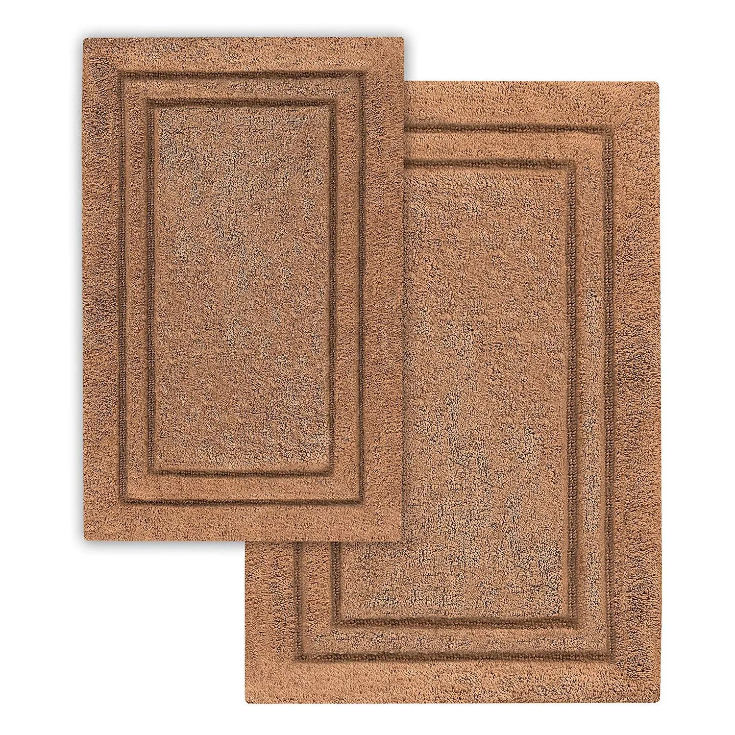 Premium 100% Combed Cotton with Non-Slip Backing, Soft, Plush, Fast Drying and Absorbent - 2 Piece Bath Rug