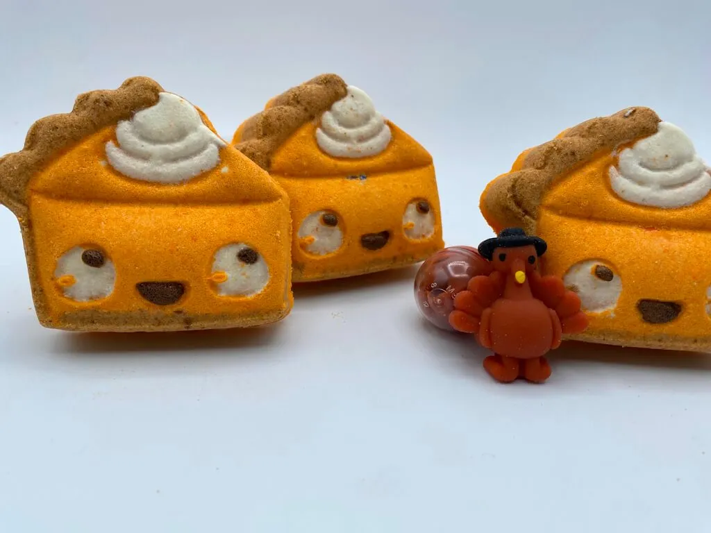 Pumpkin Pie Slice Kids Bath Bomb with Turkey Fidget Inside