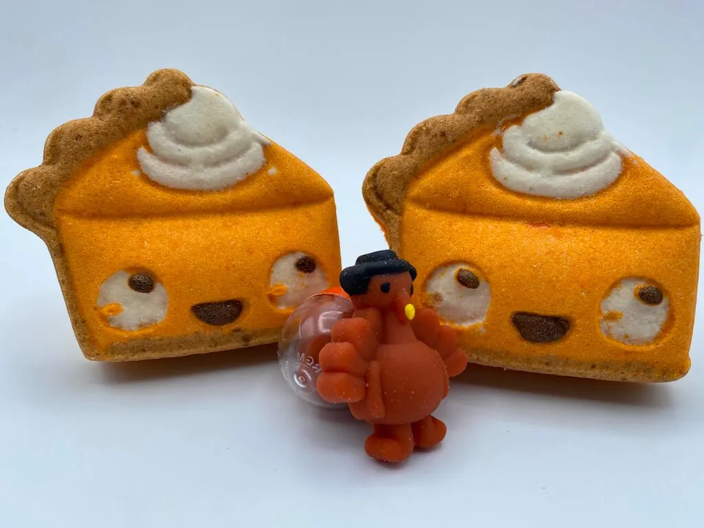 Pumpkin Pie Slice Kids Bath Bomb with Turkey Fidget Inside