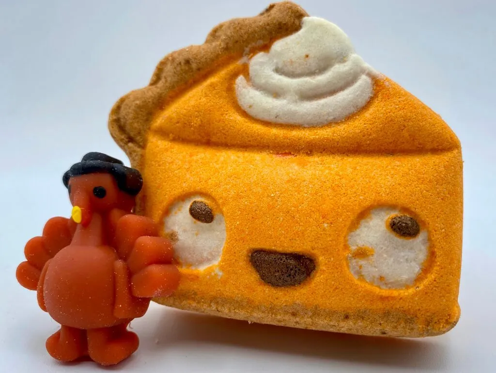 Pumpkin Pie Slice Kids Bath Bomb with Turkey Fidget Inside