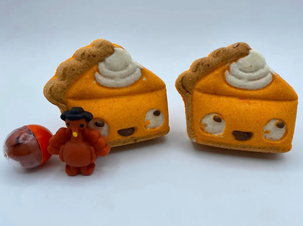 Pumpkin Pie Slice Kids Bath Bomb with Turkey Fidget Inside