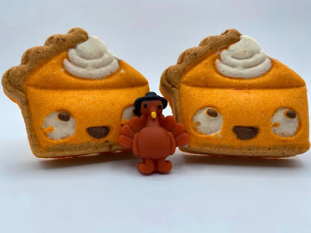 Pumpkin Pie Slice Kids Bath Bomb with Turkey Fidget Inside