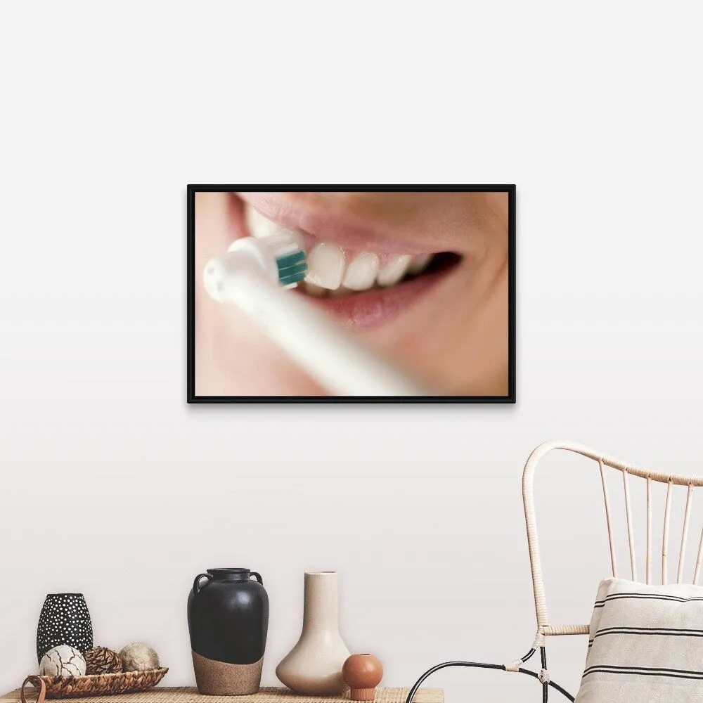 "Electric toothbrush" Black Float Frame Canvas Art