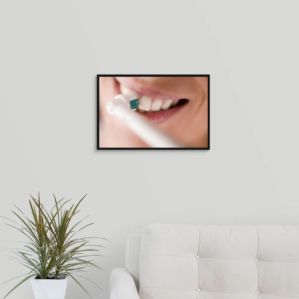 "Electric toothbrush" Black Float Frame Canvas Art