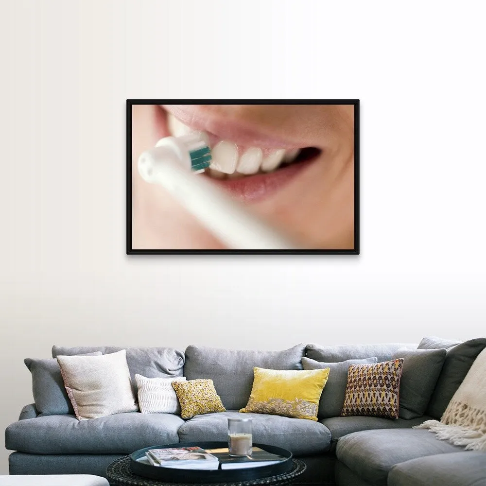 "Electric toothbrush" Black Float Frame Canvas Art