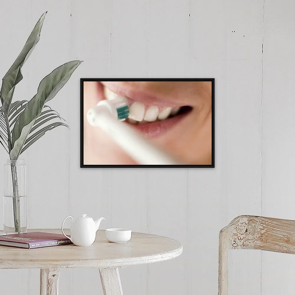 "Electric toothbrush" Black Float Frame Canvas Art