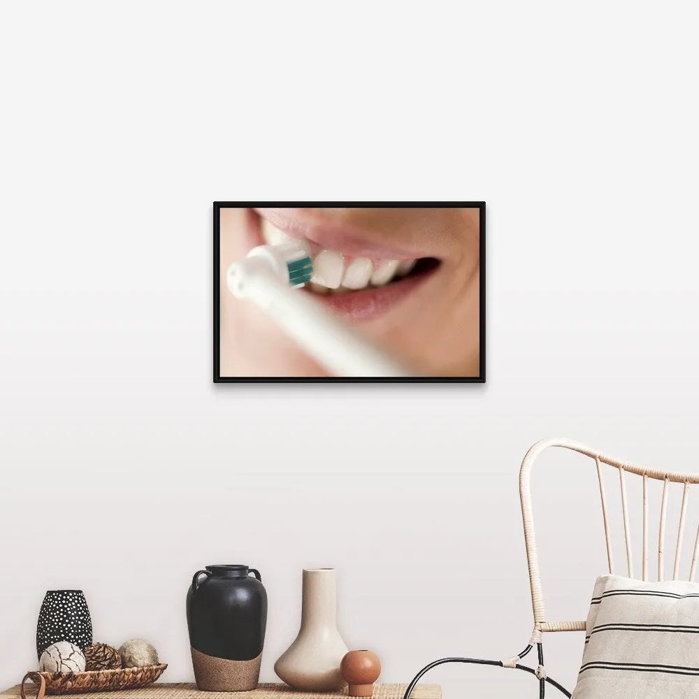 "Electric toothbrush" Black Float Frame Canvas Art