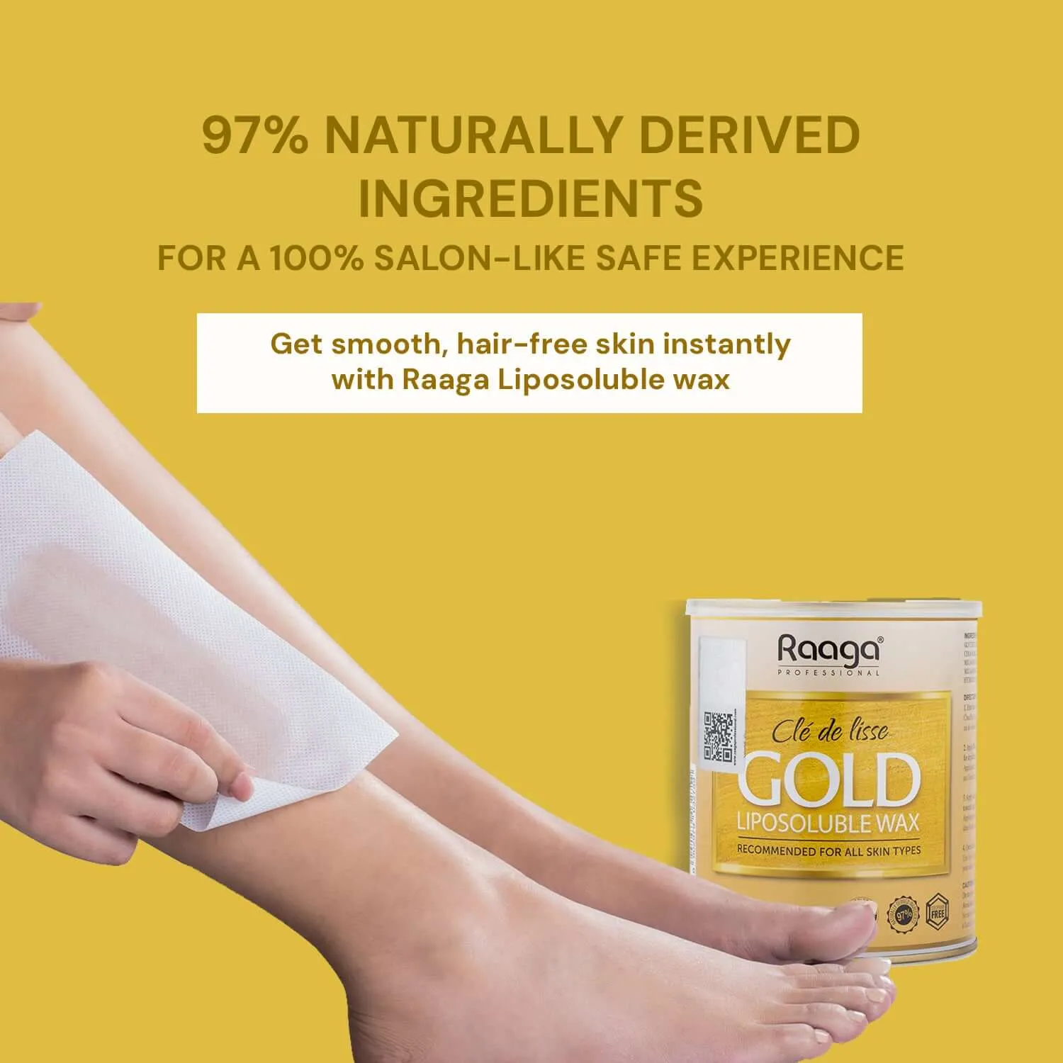 Raaga Professional Gold Liposoluble Body Wax | Dermatologically Tested, Colophony Free | For All Skin Types (800 ml)