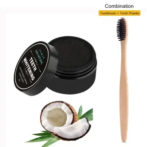 RadiantSmile™ Teeth Whitening Bamboo Charcoal Powder & Wooden Tooth Brush
