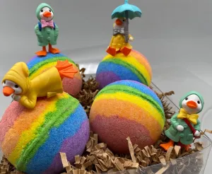 Rainbow Duck Bath Bomb Gift Box (with Toy Inside) - 4 ct