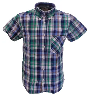 Real Hoxton Blue/Green Checked Short Sleeved  Button Down shirts …