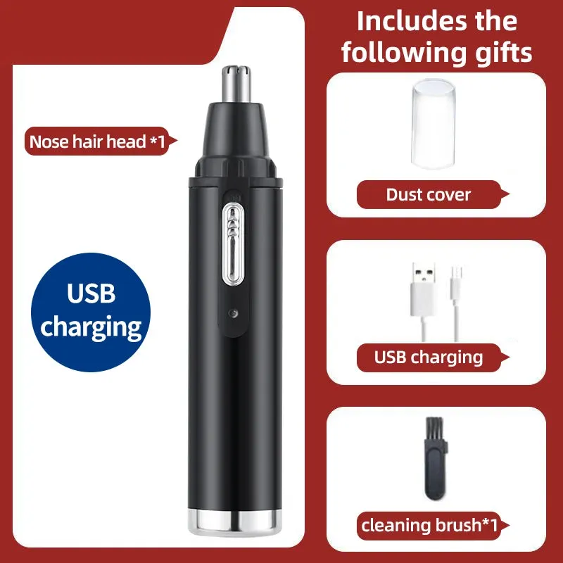 Rechargeable Electric Nose Hair Clipper - 2-in-1 Unisex Automatic Washable Trimmer