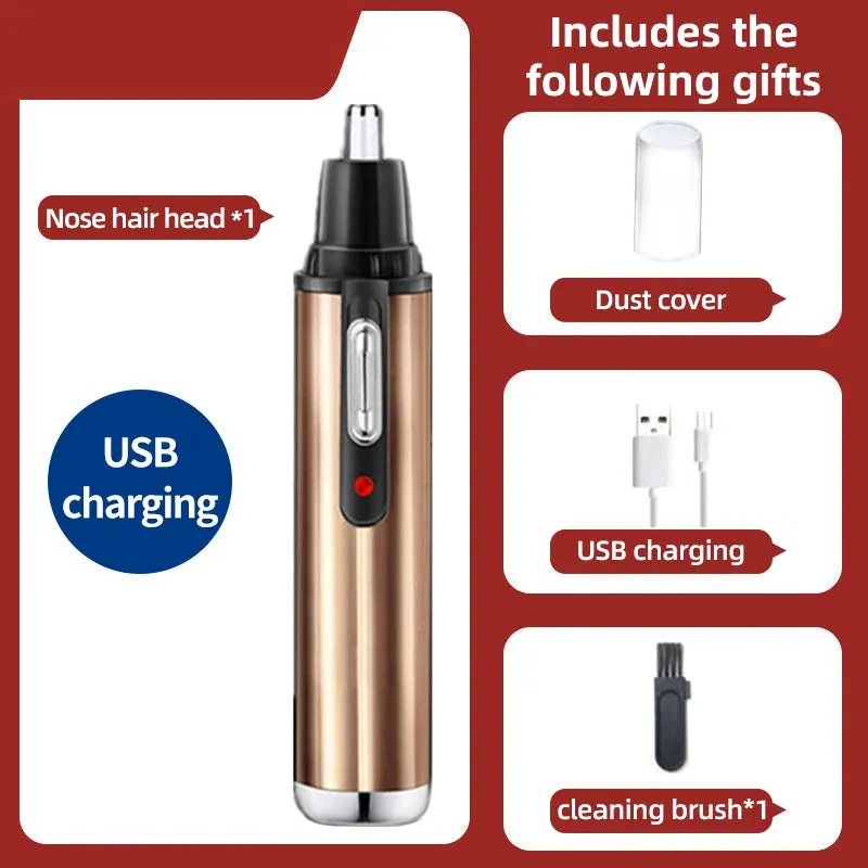 Rechargeable Electric Nose Hair Clipper - 2-in-1 Unisex Automatic Washable Trimmer