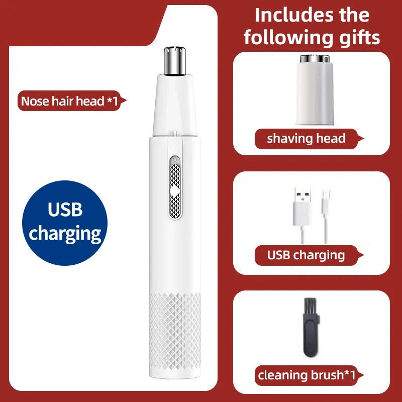 Rechargeable Electric Nose Hair Clipper - 2-in-1 Unisex Automatic Washable Trimmer