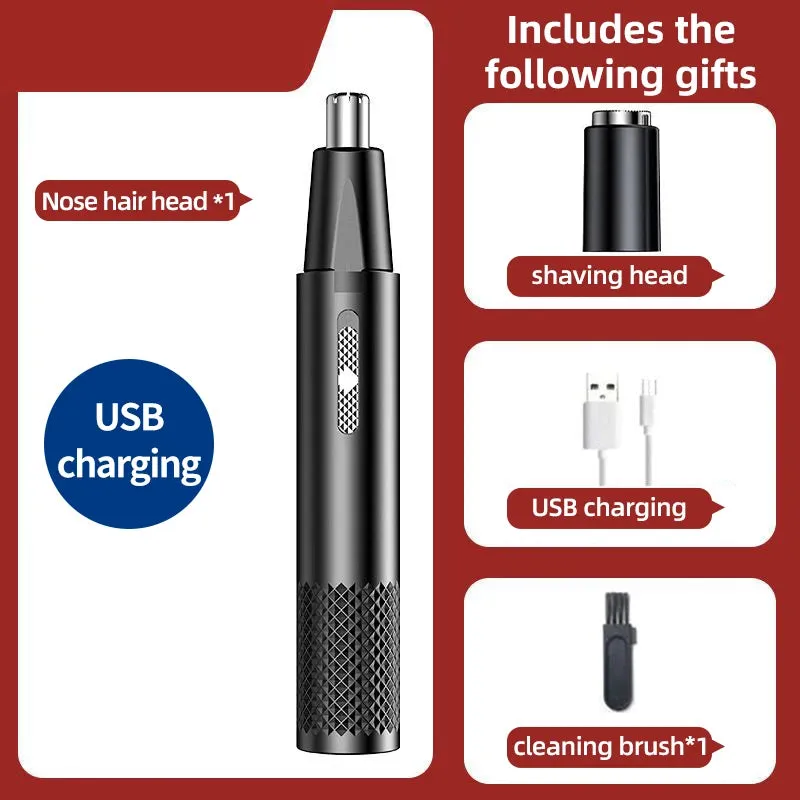 Rechargeable Electric Nose Hair Clipper - 2-in-1 Unisex Automatic Washable Trimmer