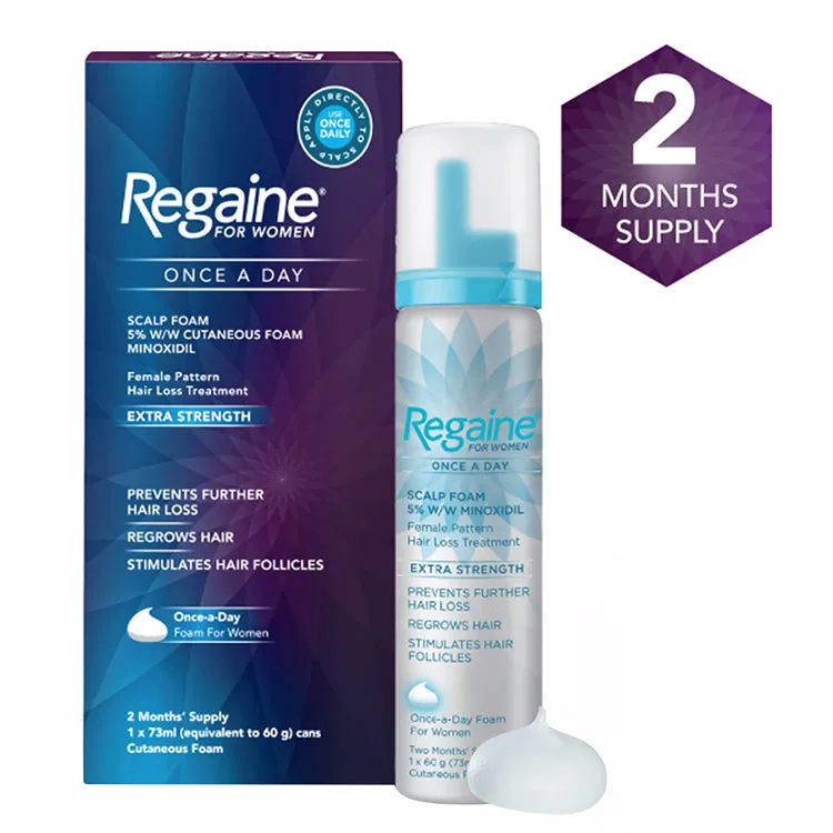 Regaine for women once a day extra strength scalp foam 2 month supply