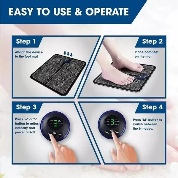 Remote Control Massage, USB Foot Massager, Electric EMS Foot Massage Machine, Rechargeable Portable Folding Automatic with 8 Mode 19 Intensity, 15 Minute Auto Run for Legs, Body, Hand Therapy