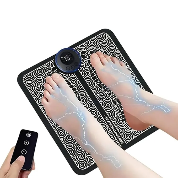 Remote Control Massage, USB Foot Massager, Electric EMS Foot Massage Machine, Rechargeable Portable Folding Automatic with 8 Mode 19 Intensity, 15 Minute Auto Run for Legs, Body, Hand Therapy