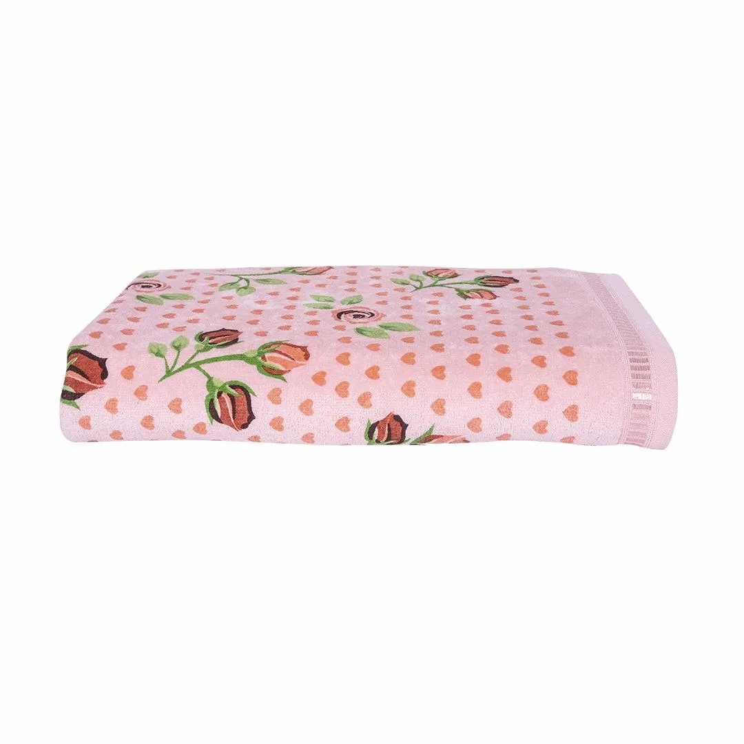 Rose & Heart 450 GSM Cotton Bath Towel | Super Soft & Highly Absorbent Towels
