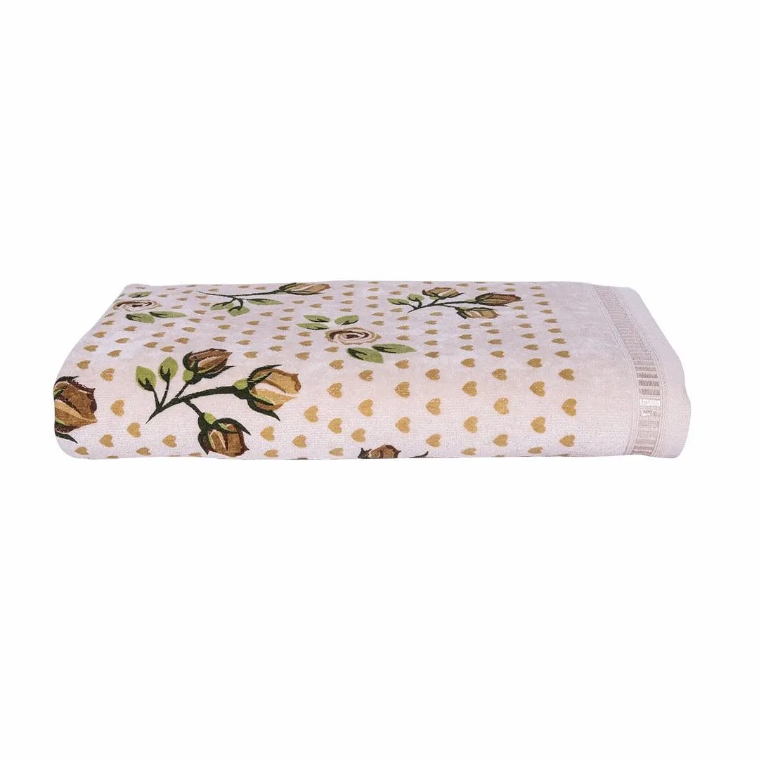 Rose & Heart 450 GSM Cotton Bath Towel | Super Soft & Highly Absorbent Towels