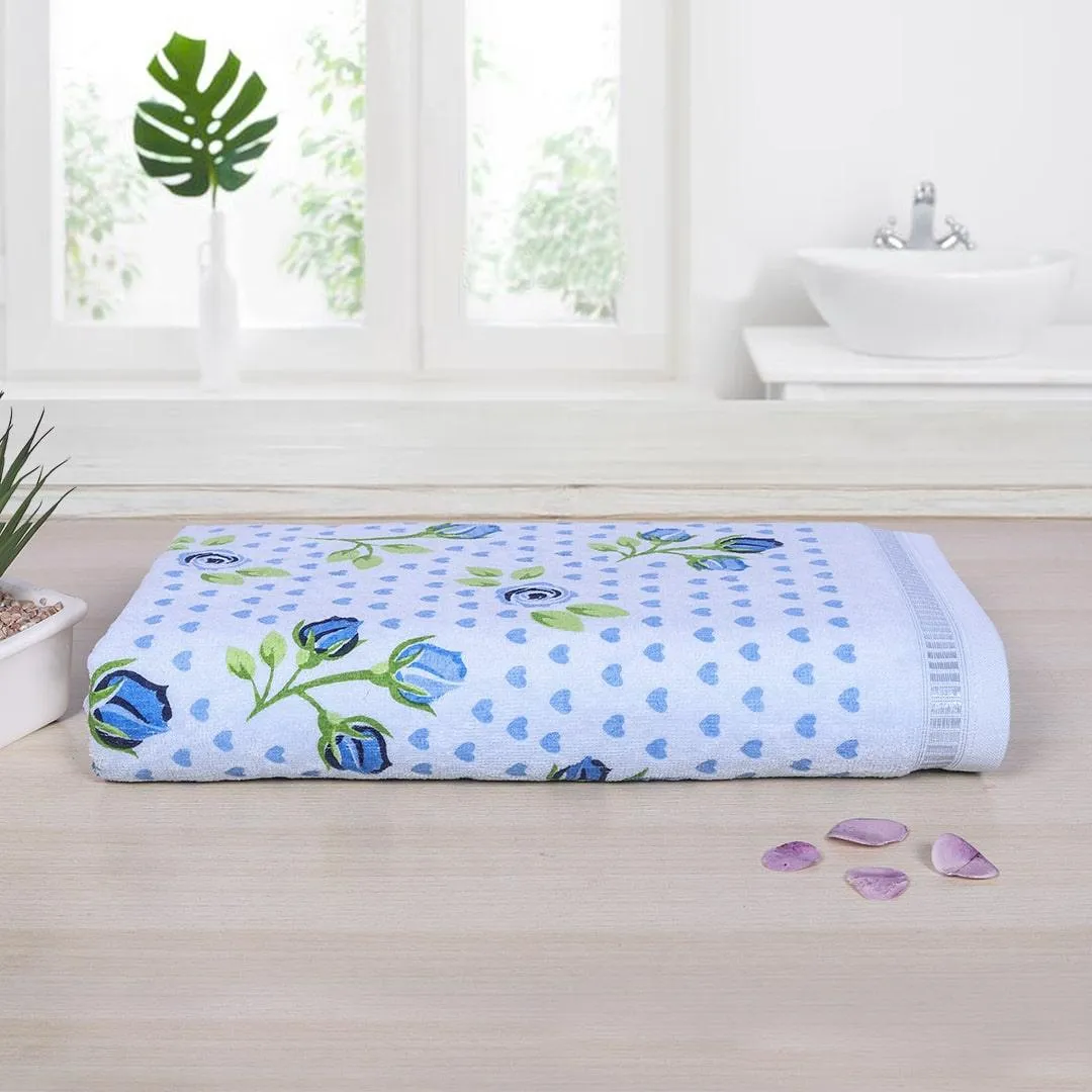 Rose & Heart 450 GSM Cotton Bath Towel | Super Soft & Highly Absorbent Towels