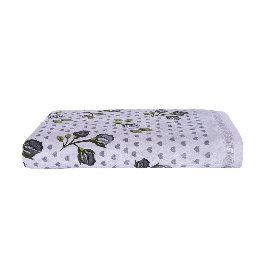 Rose & Heart 450 GSM Cotton Bath Towel | Super Soft & Highly Absorbent Towels