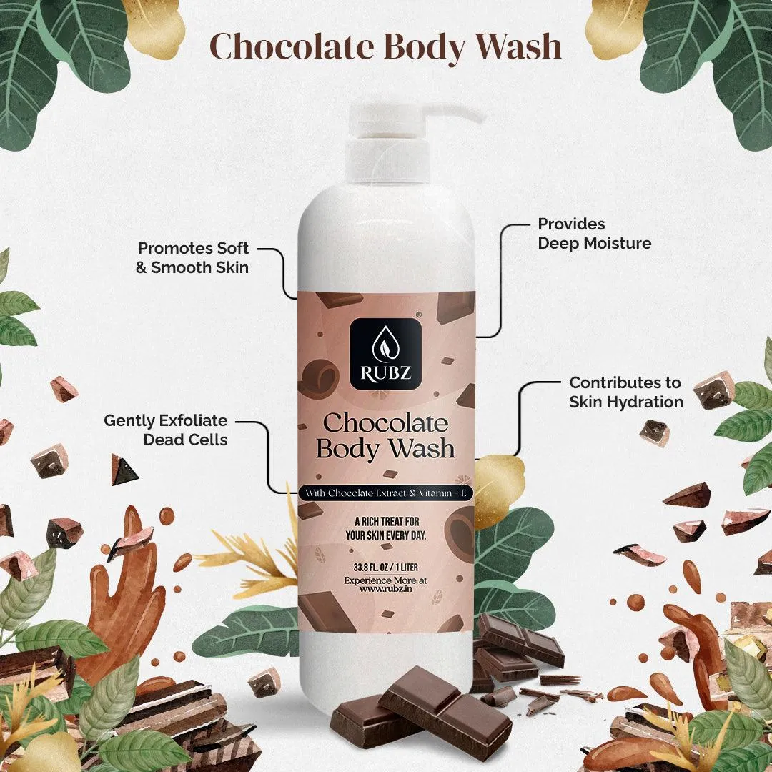 Rubz Chocolate Body Wash | Enriched With Glycerin & Long Lasting Fragrance | Soap-Free Body Wash For Women And Men | Paraben Free | SLS Free | 5 Litre