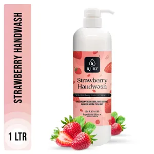 Rubz Strawberry Handwash | With the Goodness of Strawberry Extract | Paraben Free Liquid Gel | Complete Protection for Soft Hands | Best for Hotel,Spa,Salon,Family, Gym | 1 Litre