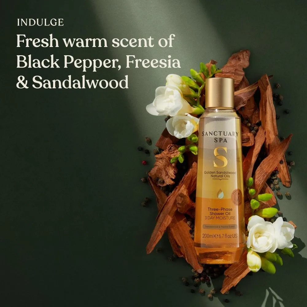 Sanctuary Spa Golden Sandalwood Natural Oils Three-Phase Shower Oil 200ml