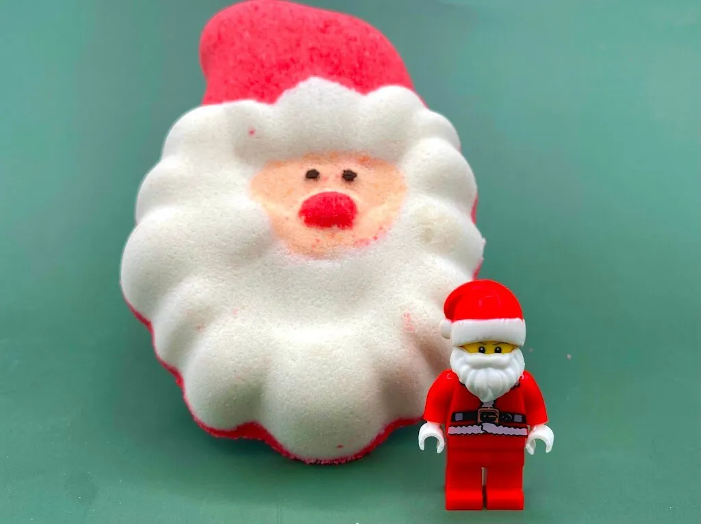 Santa Face Kids Bath Bomb with Santa Minifigure Inside