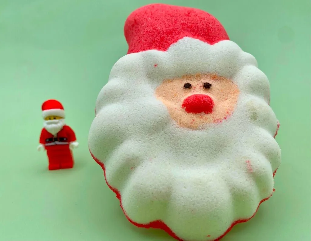 Santa Face Kids Bath Bomb with Santa Minifigure Inside