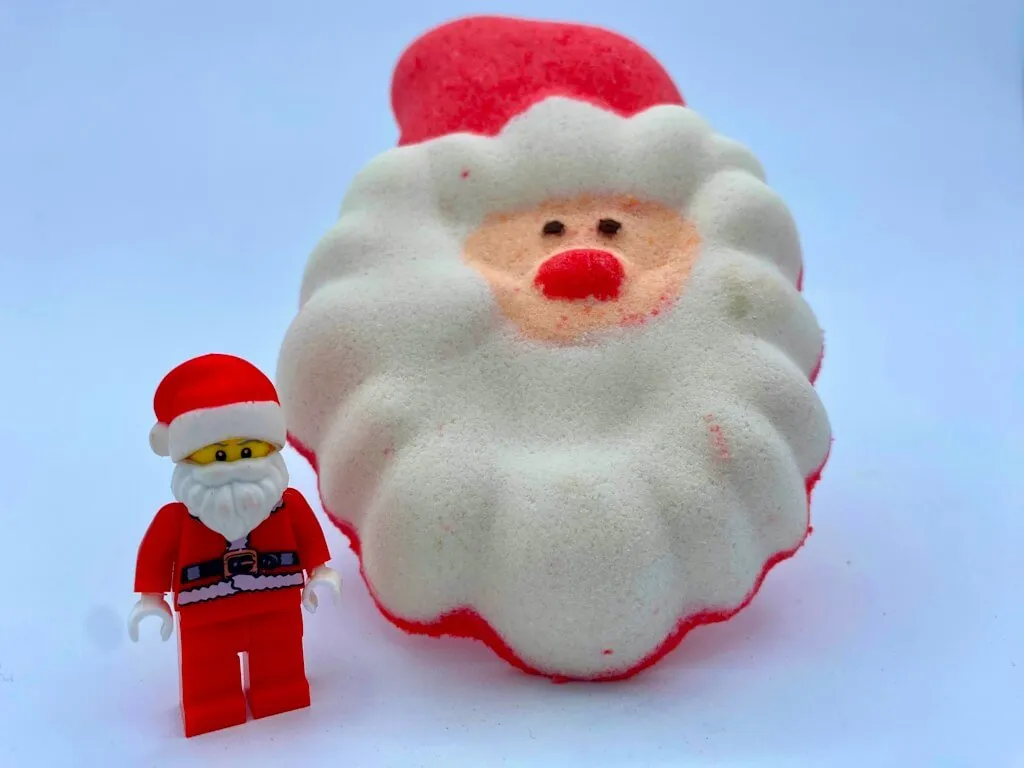 Santa Face Kids Bath Bomb with Santa Minifigure Inside