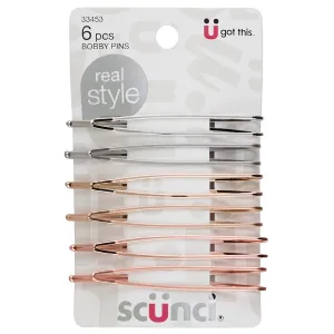 SCUNCI - Metal Bobby Pins Multicolor - 6 Count