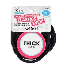 SCUNCI - Thick Hair Elastics - 10 Count