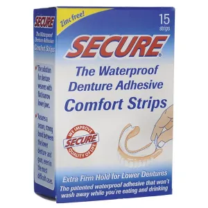 Secure Denture Adhesive Strips | 5 packs of 15 Strips