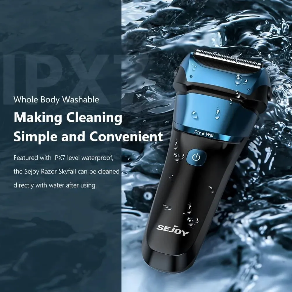 Sejoy Electric Razor for Men – Rechargeable Wet/Dry Foil Shaver with Automatic Cleaning and Fast Charging