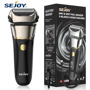 Sejoy Electric Razor for Men – Rechargeable Wet/Dry Foil Shaver with Automatic Cleaning and Fast Charging