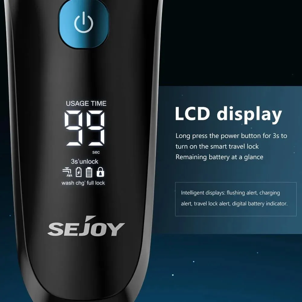 Sejoy Electric Razor for Men – Rechargeable Wet/Dry Foil Shaver with Automatic Cleaning and Fast Charging